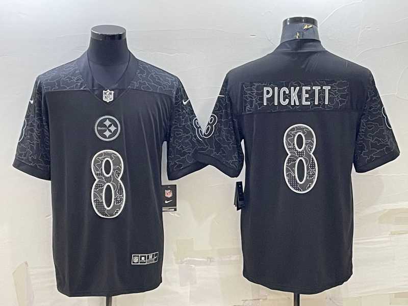 Men's Pittsburgh Steelers #8 Kenny Pickett Black Reflective Limited Stitched Football Jersey,We sell and wholesale Men's Pittsburgh Steelers #8 Kenny Pickett Black Reflective Limited Stitched Football Jersey on line form chian!